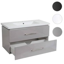 Premium Waschbecken + Unterschrank HWC-D16 Waschbecken Waschtisch hochglanz 90cm