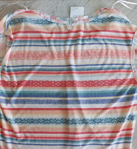 Rip Curl Women's XL Striped Pastel Colour V-Neck Casual Hols Beach Gracia Tee - Picture 11 of 11