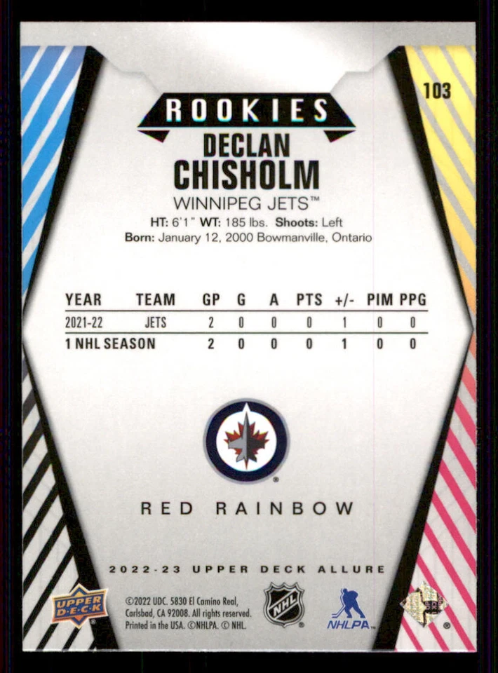 2022-23 Upper Deck Allure Red Rainbow #103 Declan Chisholm - Image 2 of 2