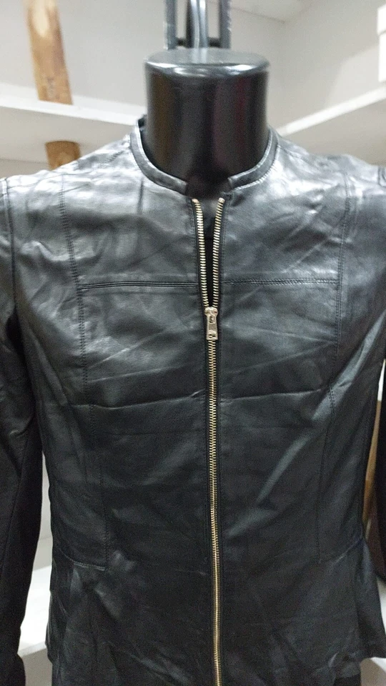 Beyond Eco-Leather Jacket Used Women Black Size 48 PGC541PI - Image 2 of 4