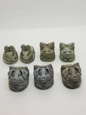 Rare 2005-06 Telle M. Stein Garden Figurine Lot Of 7 Pig, Cat, The Stone Bunny