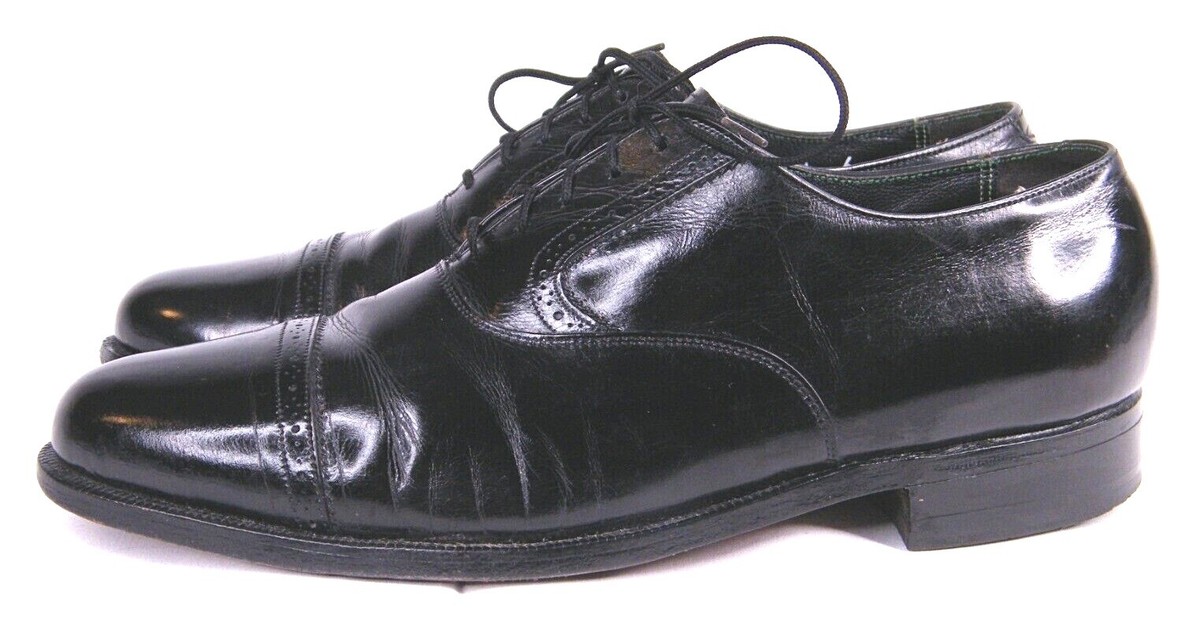 Florsheim Imperial Black Cap Toe Oxford Shoes Men’s Dress Leather Size 13 C Vintage Florsheim Imperial Black Punched Wingtip Brogue  main image 3