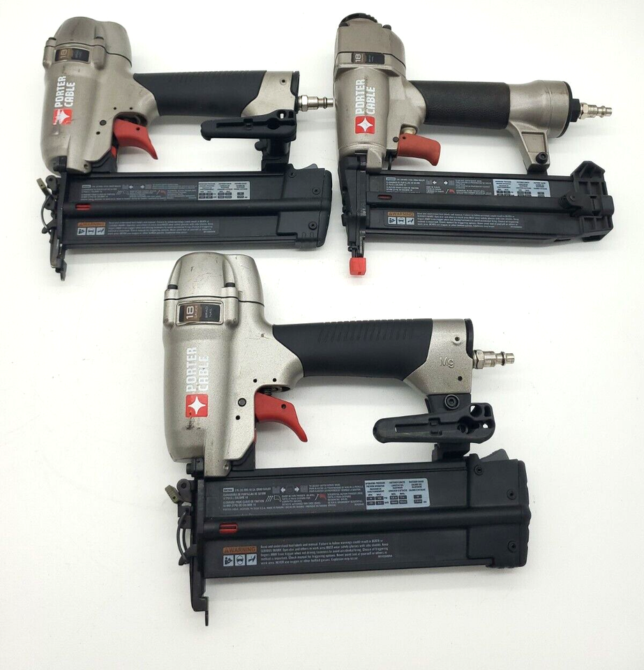 Porter Cable Set Of (3) 18 Gauge Pneumatic Brad Nailers with Brads 43