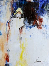 ARTIST ORIGINAL acrylic painting MODERN ABSTRACT WOMAN FIGURATIVE EXPRESSIVE ART