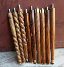 Set of 3 PCs 3 Fold Brown Wooden Walking Stick Cane For Head Handle Only Shaft