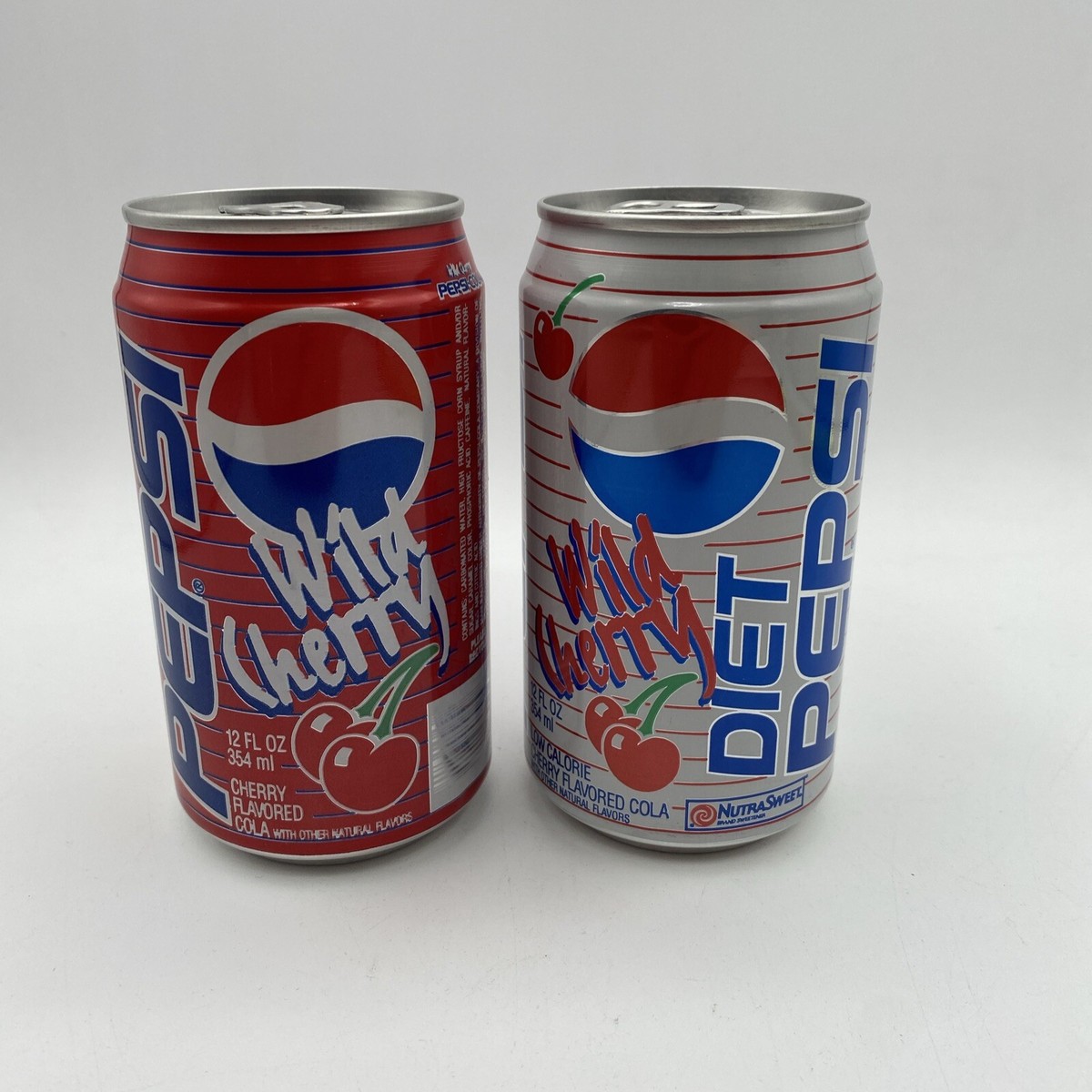 Pair Of Vintage PEPSI WILD CHERRY Diet Empty Unopened Cans W