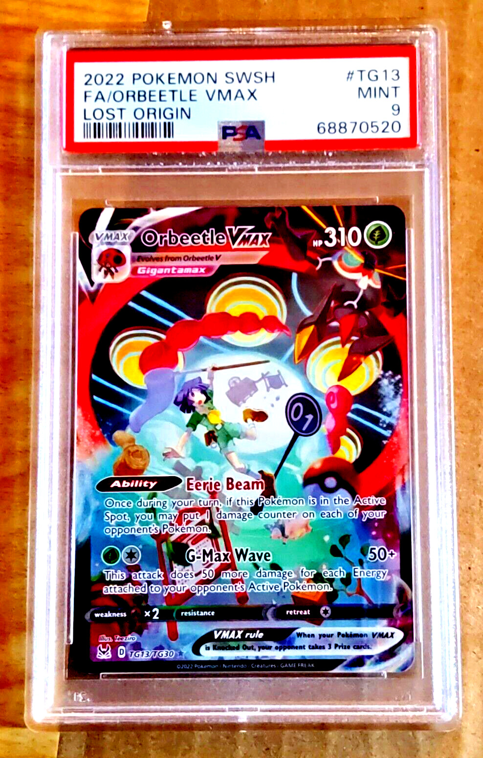 2022 Pokemon Lost Origin ORBEETLE VMAX TG13 Full Art PSA 9 Mint