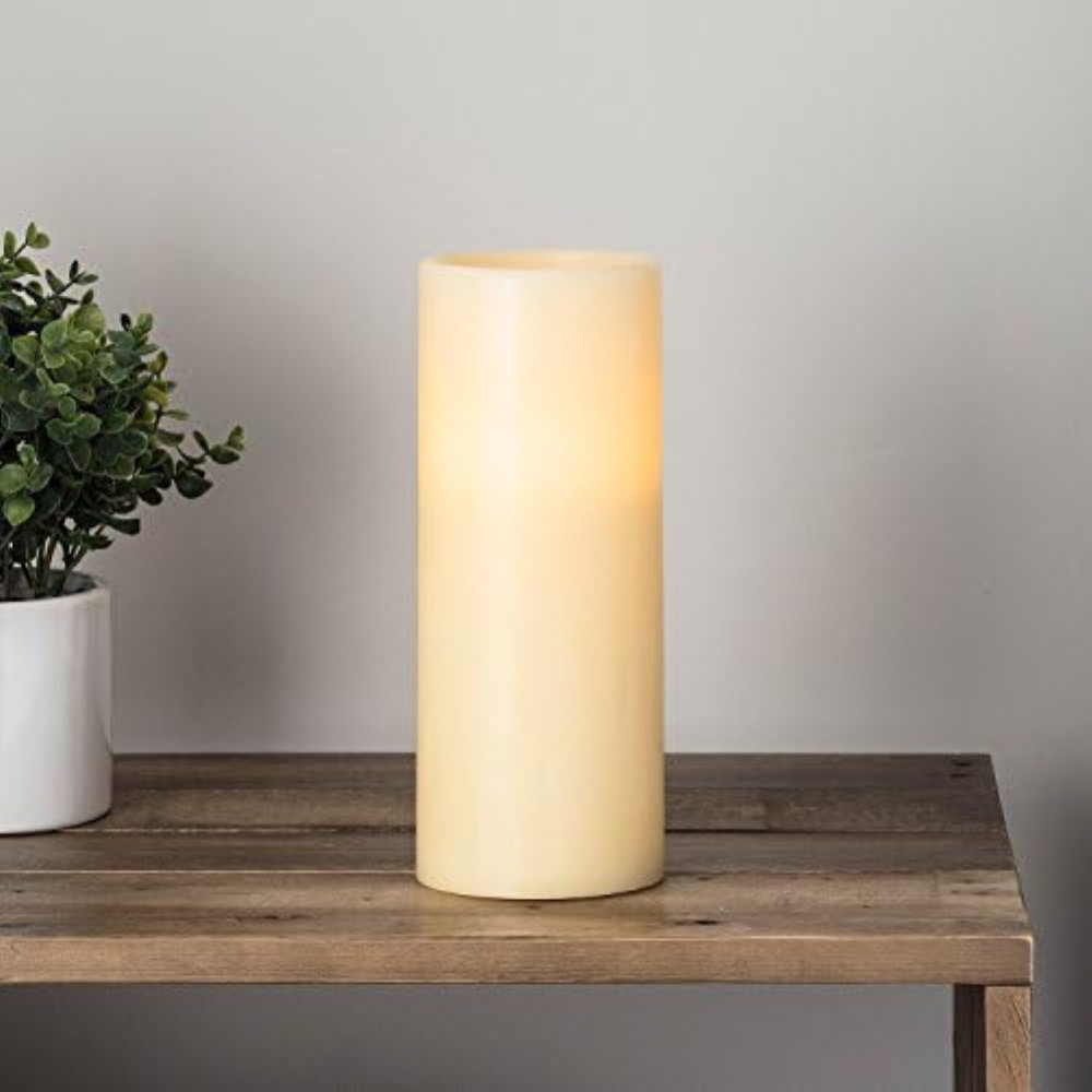Candela Grande LED cilindrica in cera a pile di Lights4fun           [Classe di