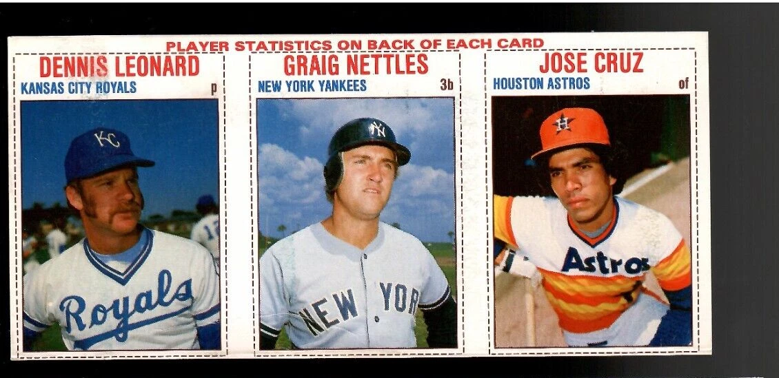 Dennis Leonard & Graig Nettles & Jose Cruz 1979 Hostess 3-Player BB Panel