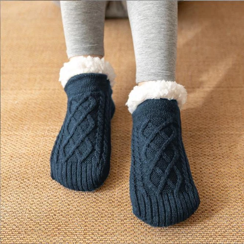 Women Mens Slipper Winter Cosy Socks Fluffy Non Slip Warm Fleece Lined Bed Floor - Picture 27 of 28