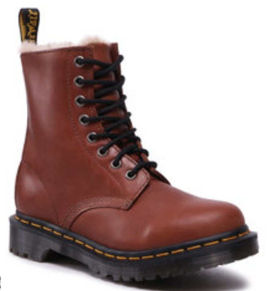 Dr Doc Martens JADON FL Men 9/L 10 Leather Boots Platform Faux Fur