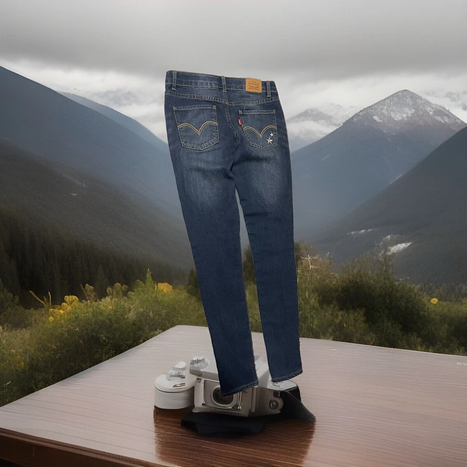 Jeans azules para niños super ajustados Levis 710 talla 16 regular con estrellas en las rodillas Foto 3 de 4