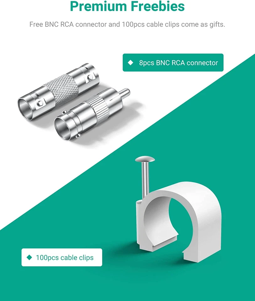 All-In-One Video Power Cables Surveillance Camera Cables 4 Pack 30M/100Ft - Image 3 of 4