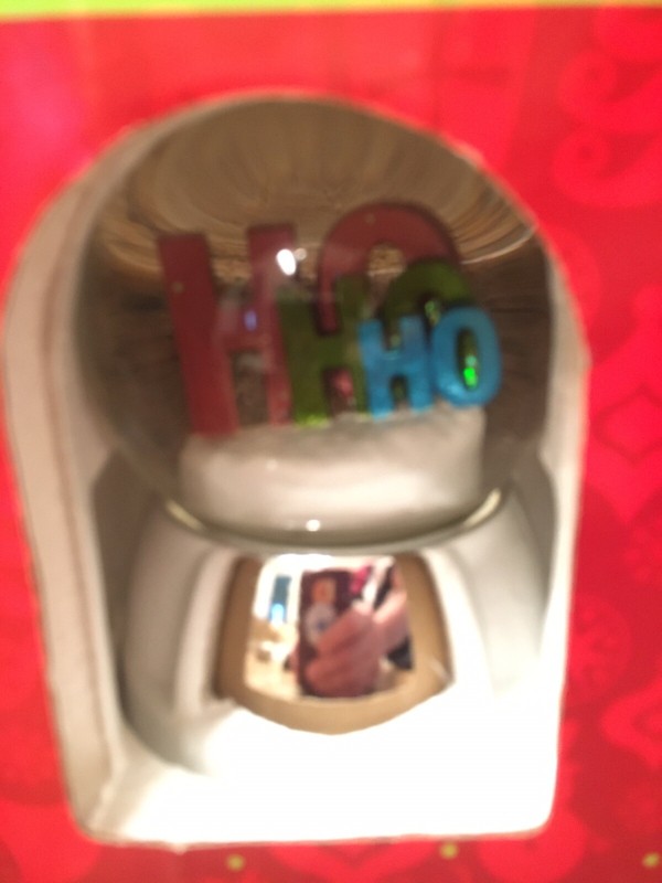 Musical Snow Globe HO HO HO Plays “ Rockin’ Around The Christmas Tree