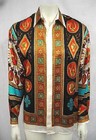 Chemise Homme En Soie 100% - Marque Crème De Silk - Motif Grec Multicolore - Taille L - Neuve Avec étiquettes