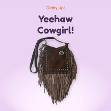 Raviani Western Fringe Crossbody Bag  Chocolate Brown  Calfskin #54