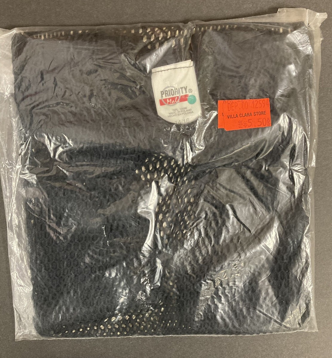 1970S/80S PRIORITY MALE FISHNET TANK TOP SEALED IN PKG. SIZE 14/16