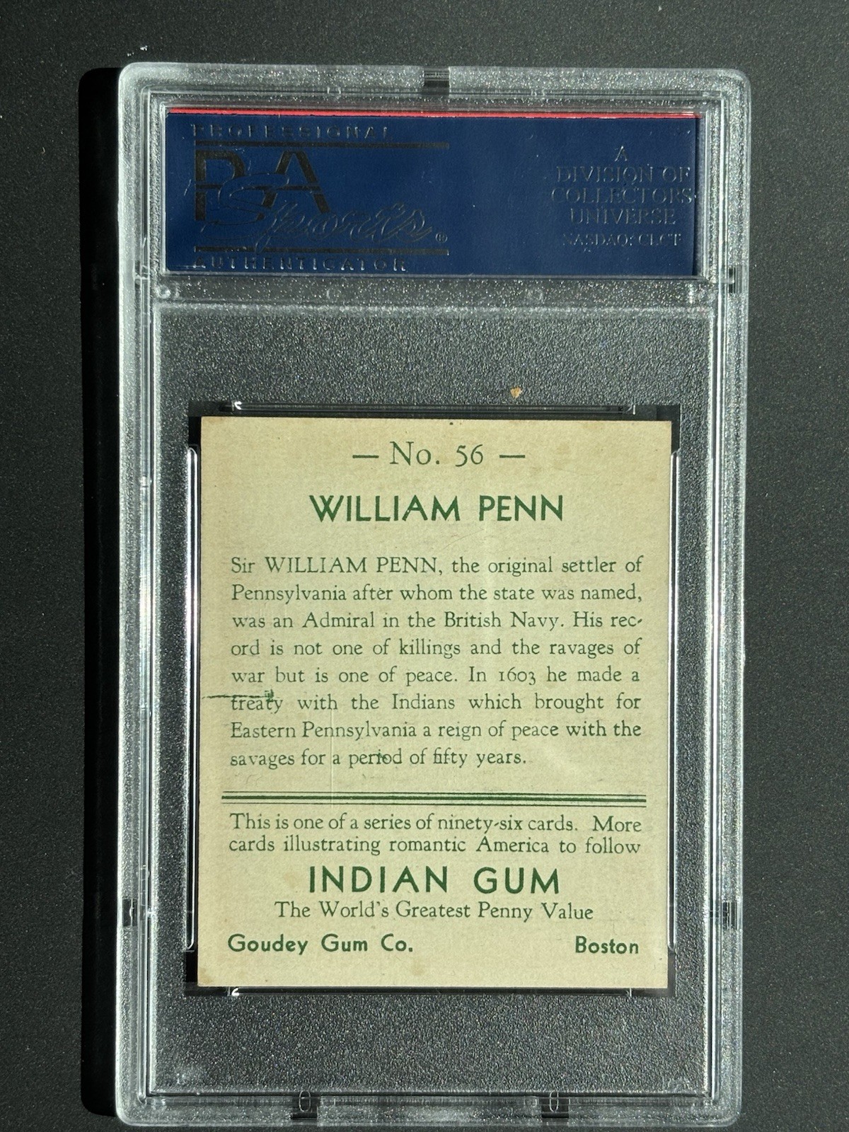 1933 Goudey Indian Gum #56 William Penn PSA 6 EX-MT view 2