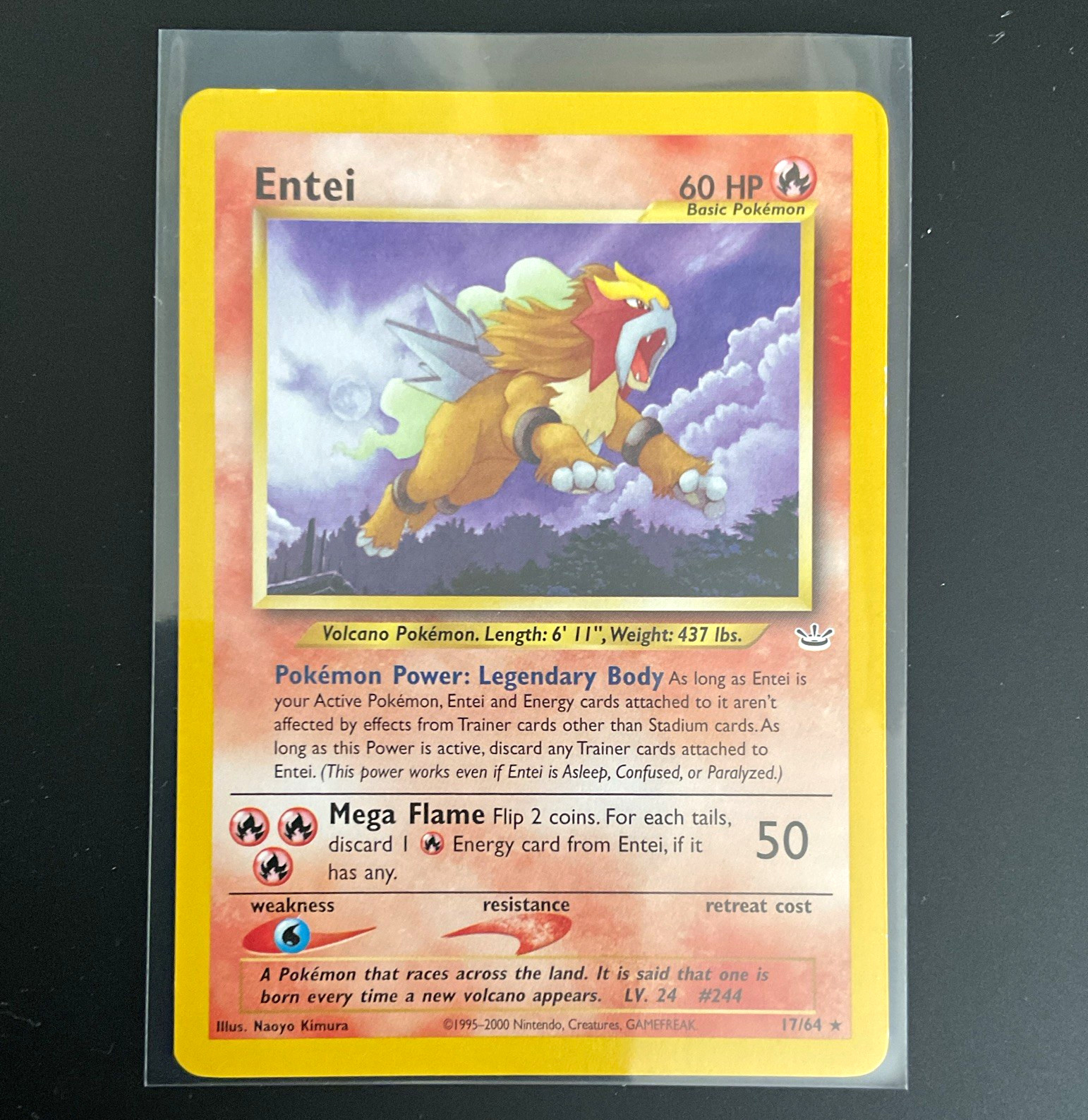 Pokémon TCG Entei 17/64 Neo Revelation Unlimited Rare 2000 English Regular HP60
