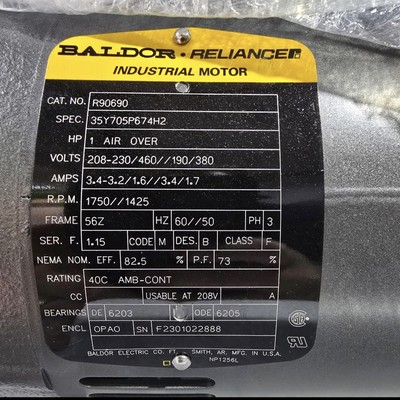 Baldor R90690 HVAC motor, Fits Various AAON Units