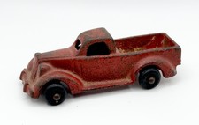 Antique 1930s ARCADE Cast Iron PICKUP TRUCK 1488 Red 3" - Missing Wheel