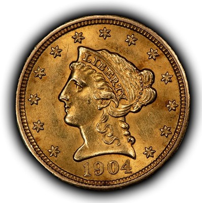 1904 G$2.50 Liberty Head Gold Quarter Eagle - Luster - AU/UNC - SKU-G6243