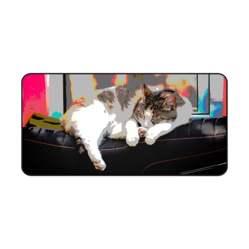 Desk Mat - Cat Sleeping on Motorcycle, Mouse Pad, Work Desk Accessory, Office - 第 10/13 張圖片