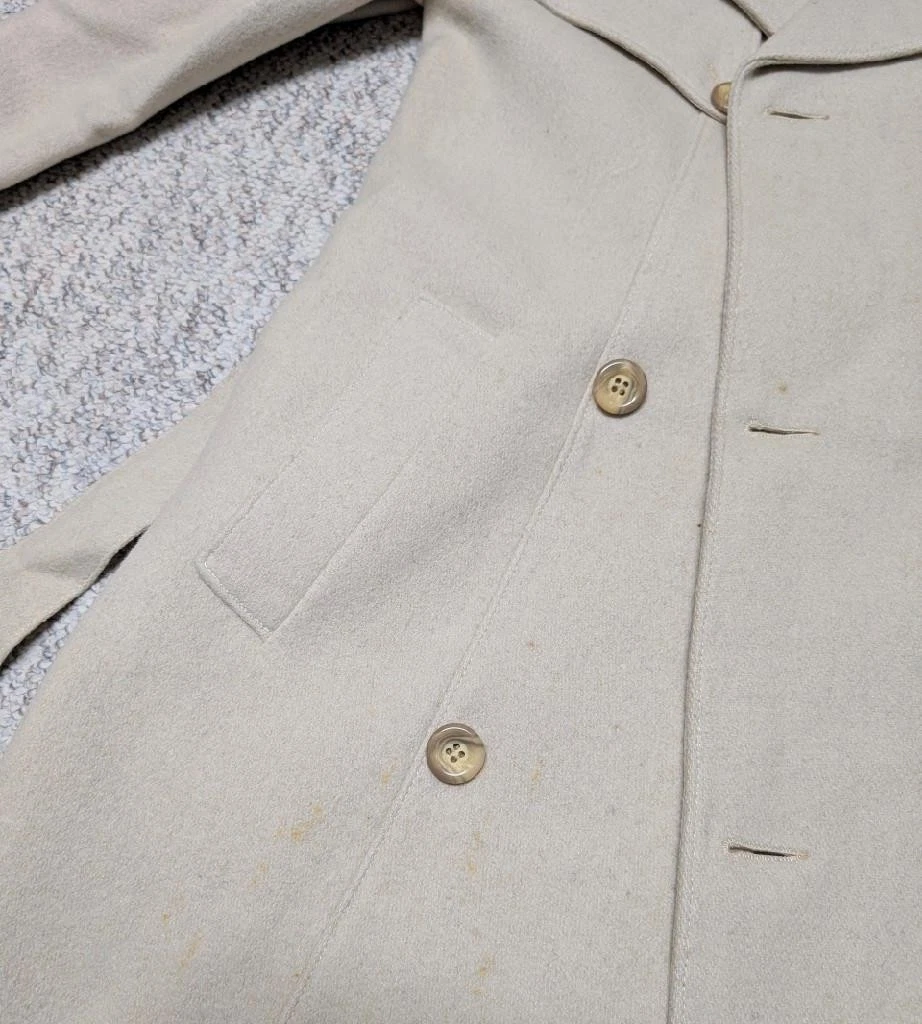 vintage OVERCOAT wool BELTED off-white 36 sherlock AMERICAN MALE slim XS image 10