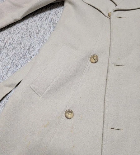 vintage OVERCOAT wool BELTED off-white 36 sherlock AMERICAN MALE slim XS image 10