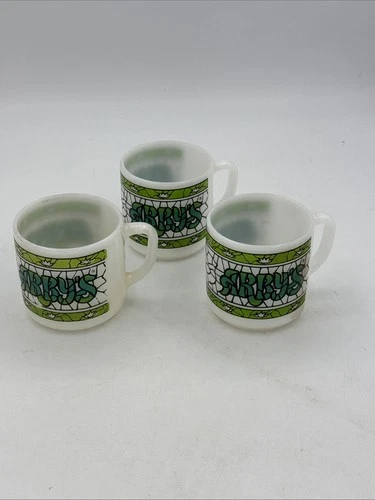 (3) Vintage Arby's Coffee Mug Federal Glass Milk Glass Green