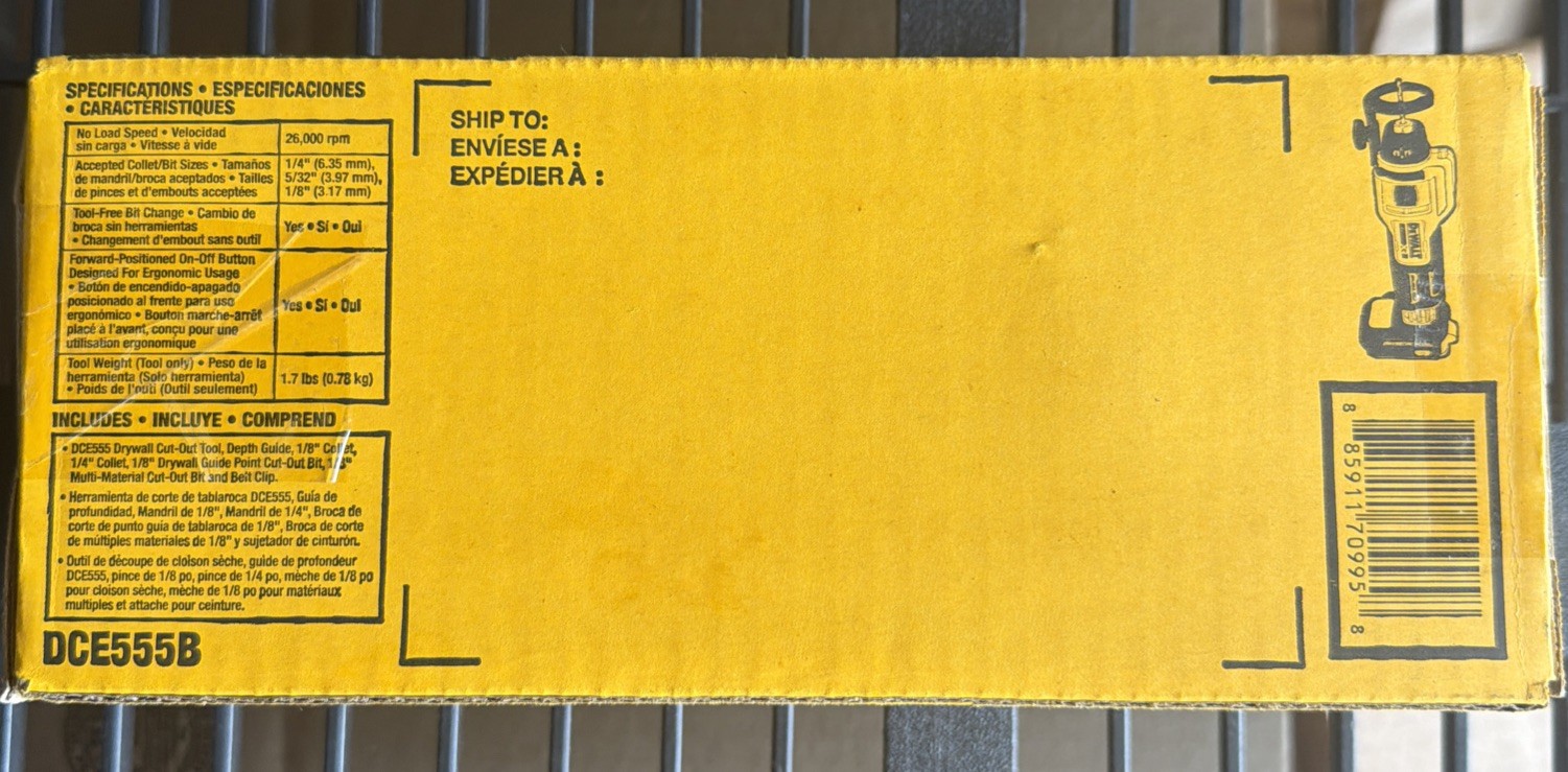 Dewalt DCE555B 20 volt XR Cordless Drywall Cut Out Rotary Tool ONLY BRAND NEW