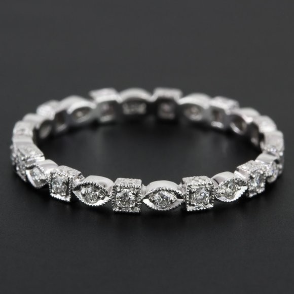 18k White Gold Diamond Stackable / Anniversary Et… - image 1