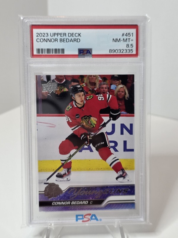 2023-24 Upper Deck Connor Bedard Young Guns RC PSA 8.5 Blackhawks