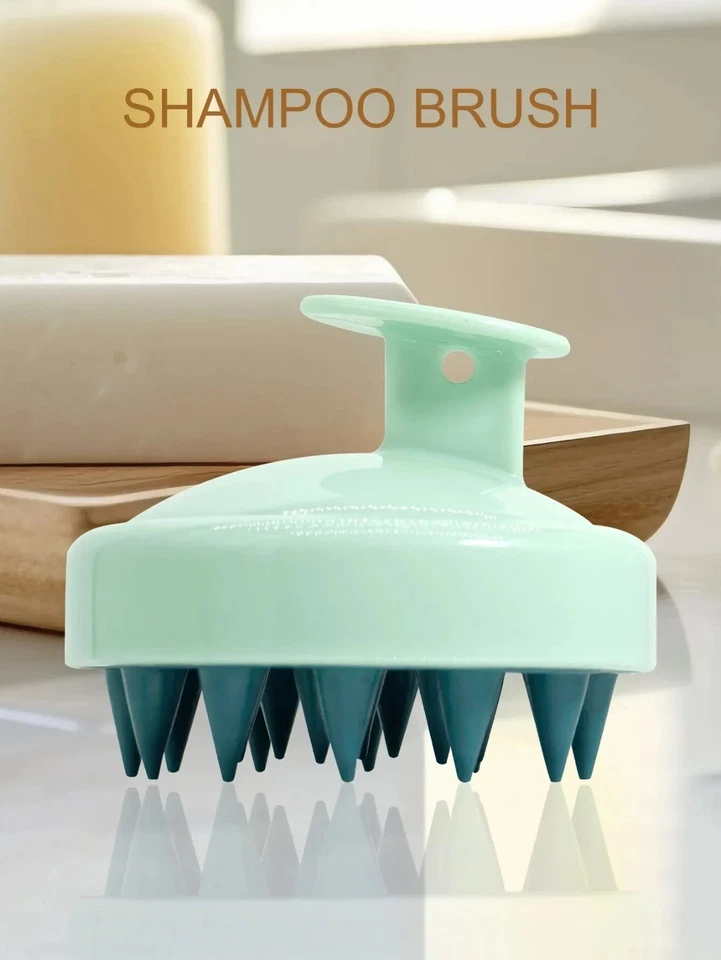 Cepillo de champú limpiador de cabeza masajeador de cabello cuero cabelludo peine lavado cepillo de silicona suave Foto 4 de 4