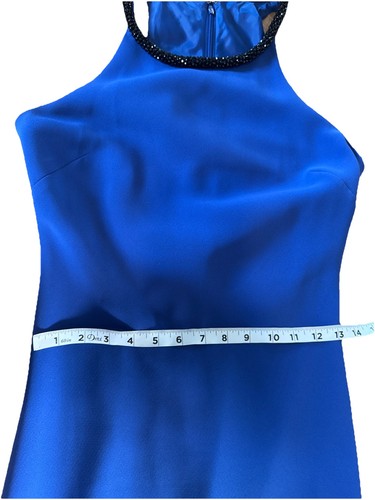 Calvin Klein Women's Embellished Halter-Neck Crepe Gown Size 2 BLUE - Picture 7 of 8