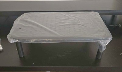 Black Height Adjustable Ventilated Metal Monitor Stand Laptop Riser Office
