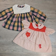 Vintage Nannette Baby Girl s Size 18 month Girls Dress Polka Dot Print Cat Dog