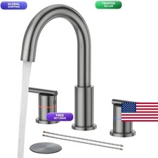 Faustina Gery Bathroom Faucet 8" Widespread 2-Handle Stainless Steel