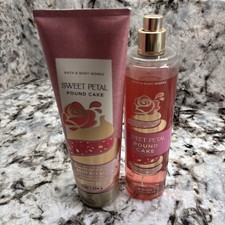 Bath and Body Works Sweet Petal Pound Cake Mist  Body Cream Set 8 fl oz