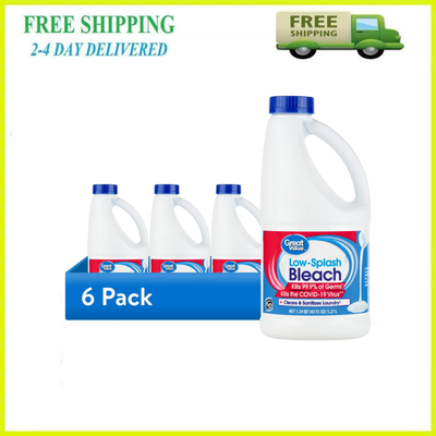 #ad 6 Pack Great Value Low Splash Bleach 43 fl oz Concentrated Liquid Laundry New $15.99