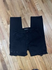 Vertical Sports Black Men's Cargo Pants Button Zip Logo Solid Pockets