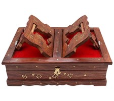 Caja de madera con soporte para libro sagrado para Ramayan, Geeta, Corán, Biblia 34x25x10 cm