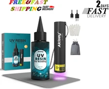 UV Resin Kit with Light, 50G UV Resin with Rechargeable 395NM UV Flashlight, Fas