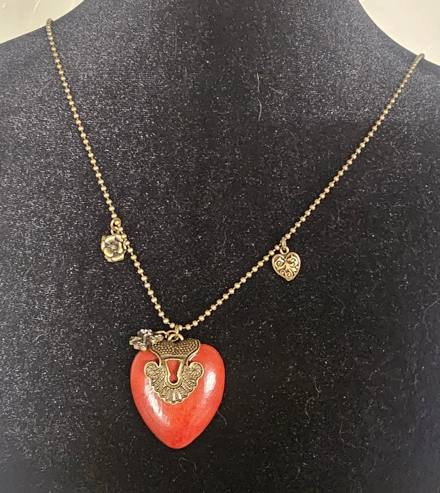 Cookie Lee Madera Corazón Collar Boho Hippie Cadena Colgante Flor Cinta Dijes Foto 2 de 4