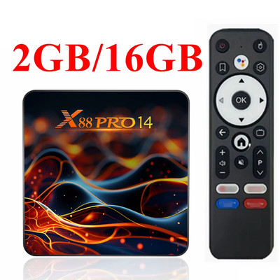 Android 14 TV Box X88 Pro 14 RK3518 Quad Core 2GB RAM 16GB ROM 4K LAN 100M Wifi6