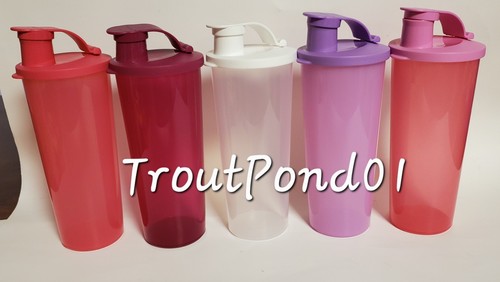 Tupperware Tumblers 16 oz Tumbler Set 5 Flip Top Lids Mixed Lot of Colors New - Picture 5 of 5