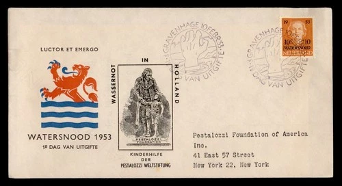 DR WHO 1953 NETHERLANDS FDC WATERSNOOD SEMI POST OVPT M77191
