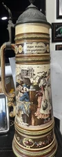 METTLACH 3-LITER TANKARD STEIN WITH HAND PAINTED Heinrich Schlitt 20”