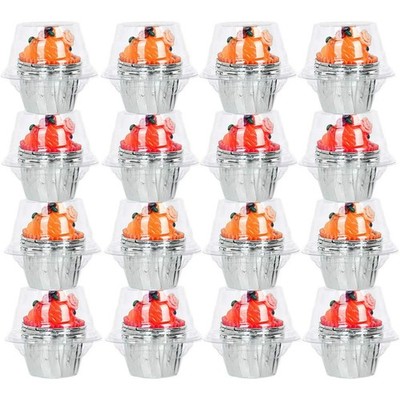 50 Packs Plastic Clear Cupcake Containers, Cake Cupcake Carrier Holder