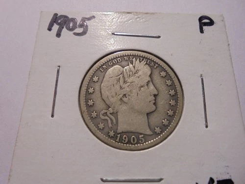 1905 25C Barber Quarter F to VF+